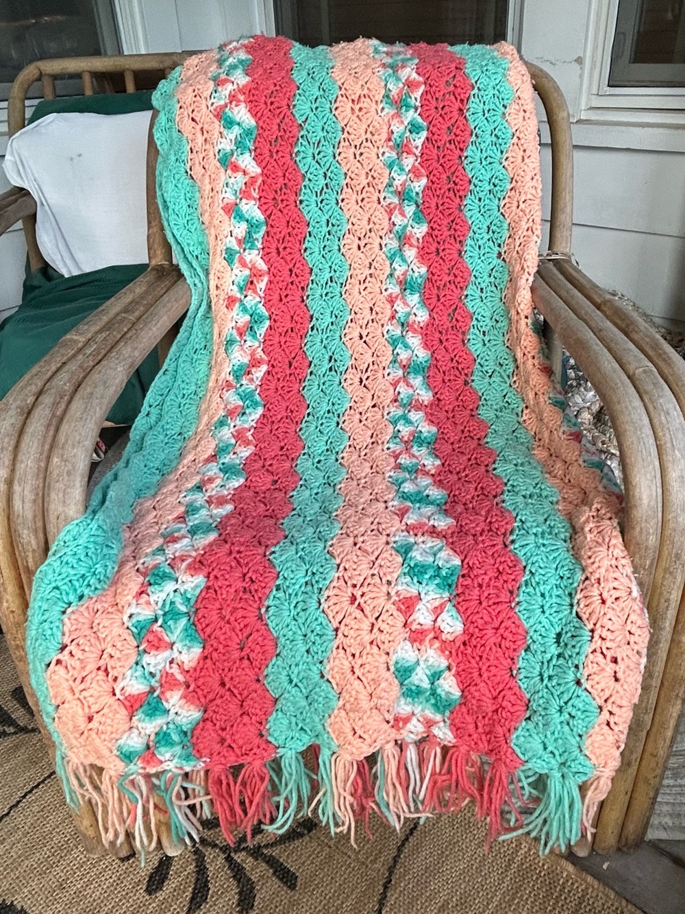 Vintage hand crocheted throw.